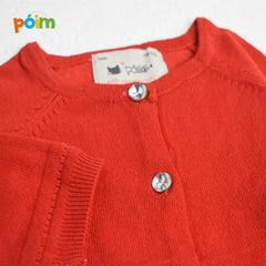 POIM RED GIRLS KNITTED CARDIGAN