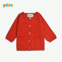 POIM RED GIRLS KNITTED CARDIGAN