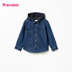 PRENATAL BLUE DENIM SHIRT WITH HOODIE