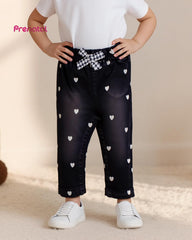 PRENATAL KIDS BLACK HEART EMBROIDERED PANTS