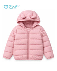 PRIMARK BABY BEAR HOODED PUFFER JACKET - PINK