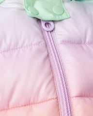 PRIMARK BABY OMBRE BEAR HOODED PUFFER JACKET - PASTEL MULTI