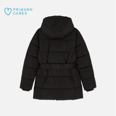 PRIMARK BLACK BELTED PUFFER JACKET