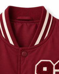 PRIMARK BURGUNDY CREAM VARSITY BOMBER JACKET