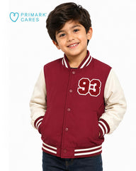PRIMARK BURGUNDY CREAM VARSITY BOMBER JACKET