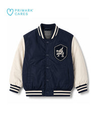 PRIMARK DINOSAUR VARSITY BOMBER JACKET - NAVY & CREAM