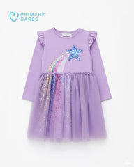 PRIMARK LAVENDER STARLIGHT RAINBOW SPARKLE TULLE DRESS