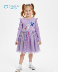 PRIMARK LAVENDER STARLIGHT RAINBOW SPARKLE TULLE DRESS