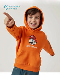 PRIMARK ORANGE SUPER MARIO GRAPHIC PULLOVER HOODIE