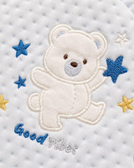 REDTAG BABY BLUE TEDDY STAR QUILTED ROMPER