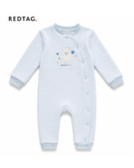 REDTAG BABY BLUE TEDDY STAR QUILTED ROMPER