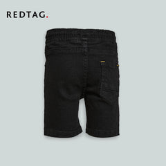 REDTAG BLACK PULL ON DENIM SHORT WITH DRAWSTRINGS