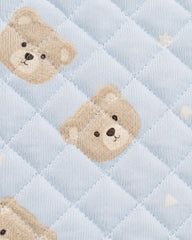 REDTAG BLUE BABY TEDDY BEAR PRINT QUILTED ROMPER