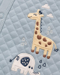 REDTAG BLUE SAFARI EMBROIDERED QUILTED ROMPER