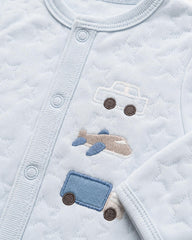 REDTAG BLUE TRANSPORT EMBROIDERED ROMPER