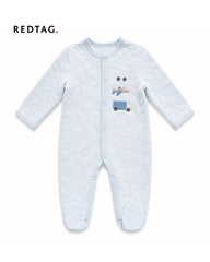 REDTAG BLUE TRANSPORT EMBROIDERED ROMPER
