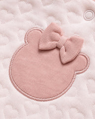 REDTAG BLUSH PINK BEAR BOW HEART QUILTED ROMPER