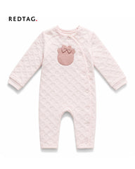 REDTAG BLUSH PINK BEAR BOW HEART QUILTED ROMPER
