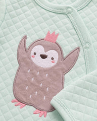 REDTAG MINT GREEN PENGUIN QUILTED FOOTED ROMPER