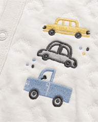 REDTAG OFF WHITE CARS EMBROIDERED QUILTED ROMPER