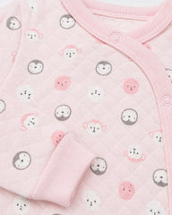 REDTAG PINK ANIMAL FACES QUILTED ROMPER