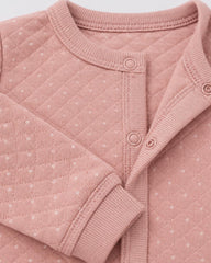 REDTAG PINK DOTTED QUILTED FOOTED BABY ROMPER