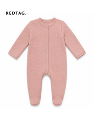 REDTAG PINK DOTTED QUILTED FOOTED BABY ROMPER