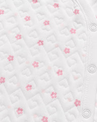 REDTAG PINK FLORAL QUILTED FOOTED ROMPER