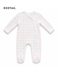 REDTAG PINK FLORAL QUILTED FOOTED ROMPER