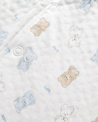 REDTAG WHITE & BLUE TEDDY BEAR PRINT ROMPER