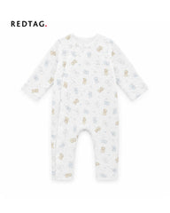 REDTAG WHITE & BLUE TEDDY BEAR PRINT ROMPER