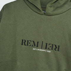 REM & REI DARK GREEN PRINTED HOODIE