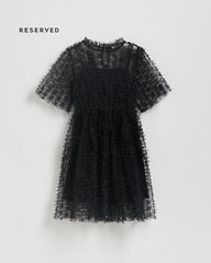 RESERVED BLACK TEXTURED MESH PARTY DRESS
