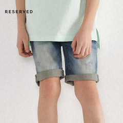 RESERVED DAMAGE STYLE DENIM SHORTS