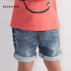 RESERVED DRAWSTRING ROUND POCKET DENIM SHORTS