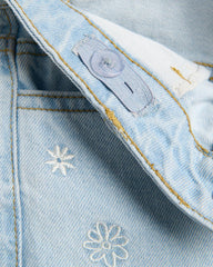 RESERVED ICE BLUE DENIM EMROIDERED STRAIGHT JEANS