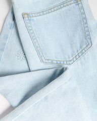 RESERVED ICE BLUE DENIM EMROIDERED STRAIGHT JEANS