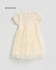 RESERVED IVORY TEXTURED MESH PARTY DRESS
