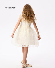 RESERVED IVORY TEXTURED MESH PARTY DRESS