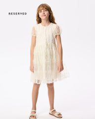 RESERVED IVORY TEXTURED MESH PARTY DRESS