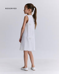 RESERVED IVORY WHITE FLORAL APPLIQUE PARTY DRESS