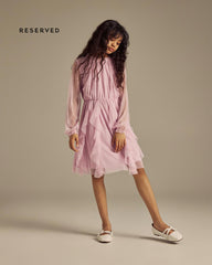 RESERVED ORCHID ELEGANT MESH RUFFLE PARTY DRESS
