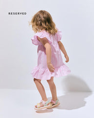 RESERVED PINK STRIPED RUFFLE DRESS