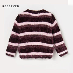 RESERVED PURPLE STRIPED GIRLS CROP STYLE SWEATER