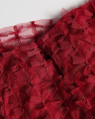 RESERVED RED TEXTURED BOWS DRESS