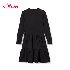 S.OLIVER BLACK JERSEY MAXI DRESS WITH FLOUNCES