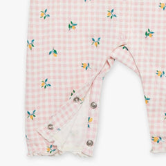 SERGENT MAJOR PINK GINGHAM WITH FLOWER PRINTED ROMPER