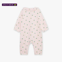 SERGENT MAJOR PINK GINGHAM WITH FLOWER PRINTED ROMPER