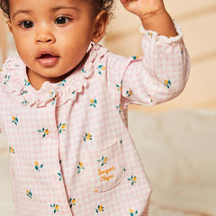SERGENT MAJOR PINK GINGHAM WITH FLOWER PRINTED ROMPER