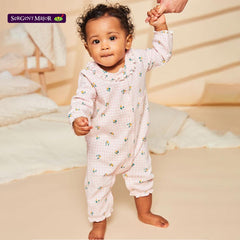 SERGENT MAJOR PINK GINGHAM WITH FLOWER PRINTED ROMPER